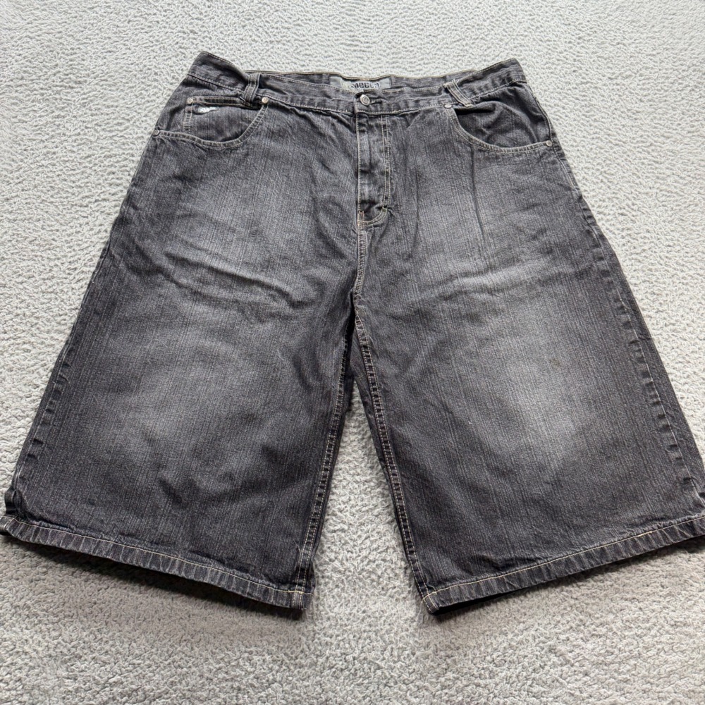 Mecca Denim Shorts Mens 42 Black Good Baggy Y2K Hip Hop Streetwear Skater